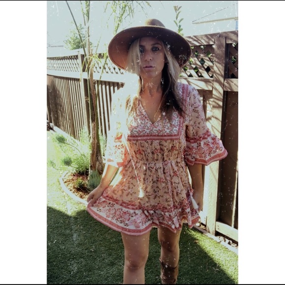 Juliet Boho Gypsy Floral Print Dress Pink - Picture 1 of 8